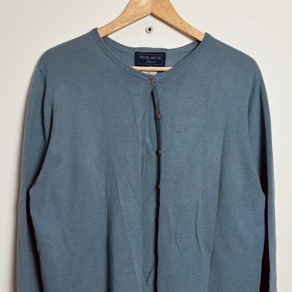 Vintage long sleeved button down cardigan - made in Hong Kong - Size 1X - Picture 2 of 4